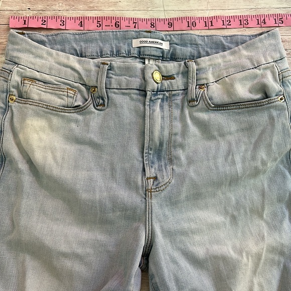 Good American Light Wash Good Legs High Rise Raw Hem Skinny Jeans - Picture 7 of 12